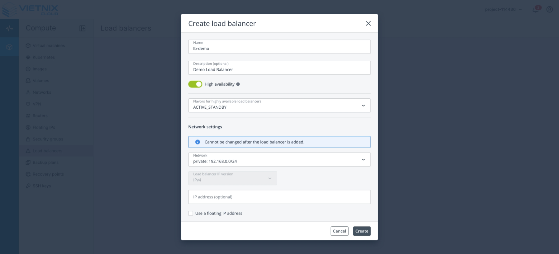 Create load balancer