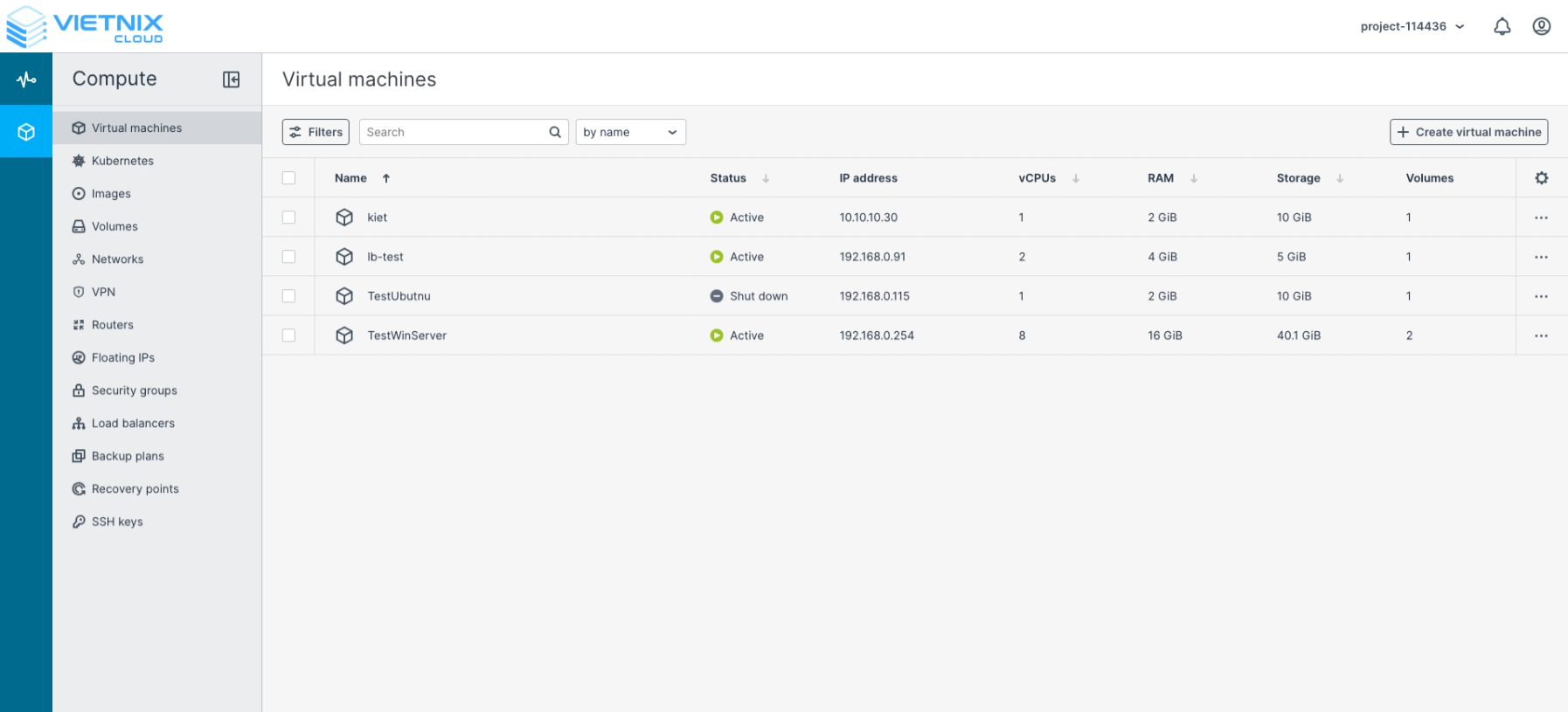 Compute Vietnix Cloud