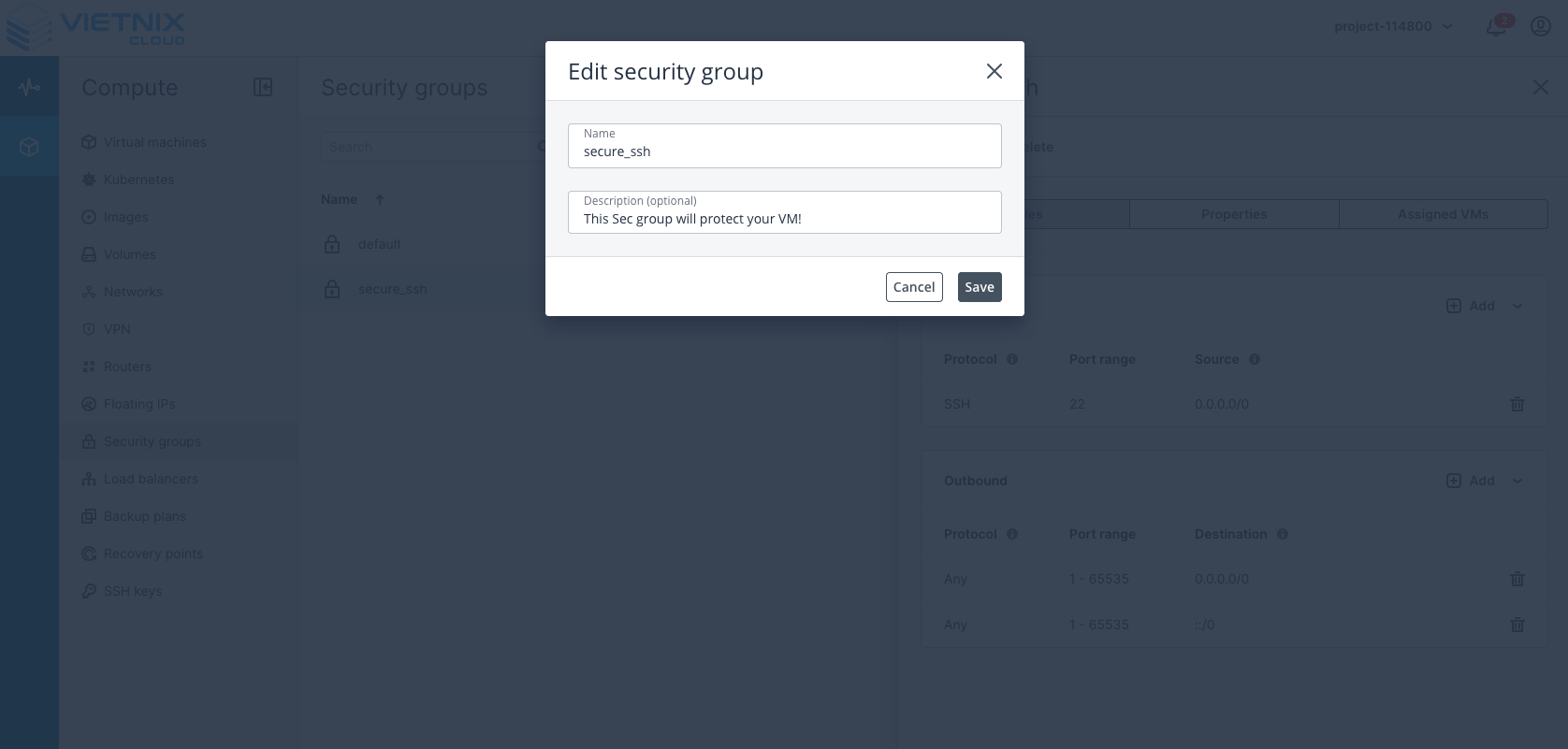 Edit Security Group