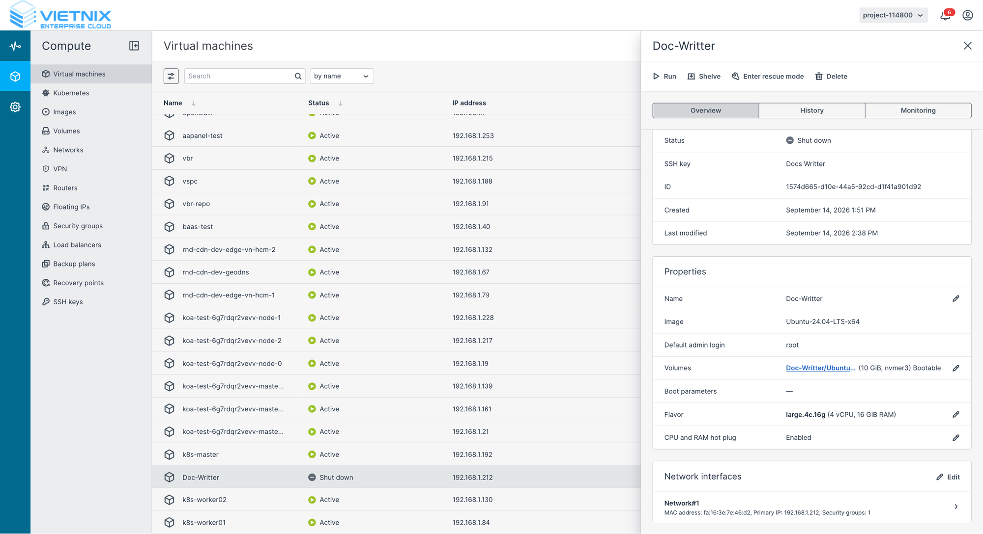Shut down the VM