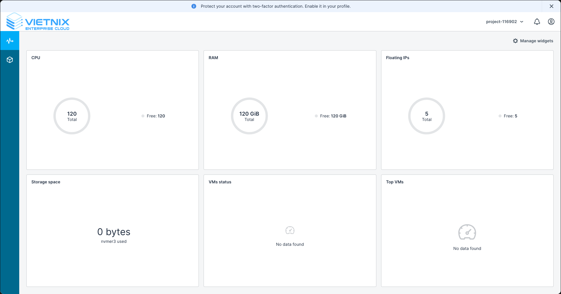 Vietnix Cloud Console Dashboard