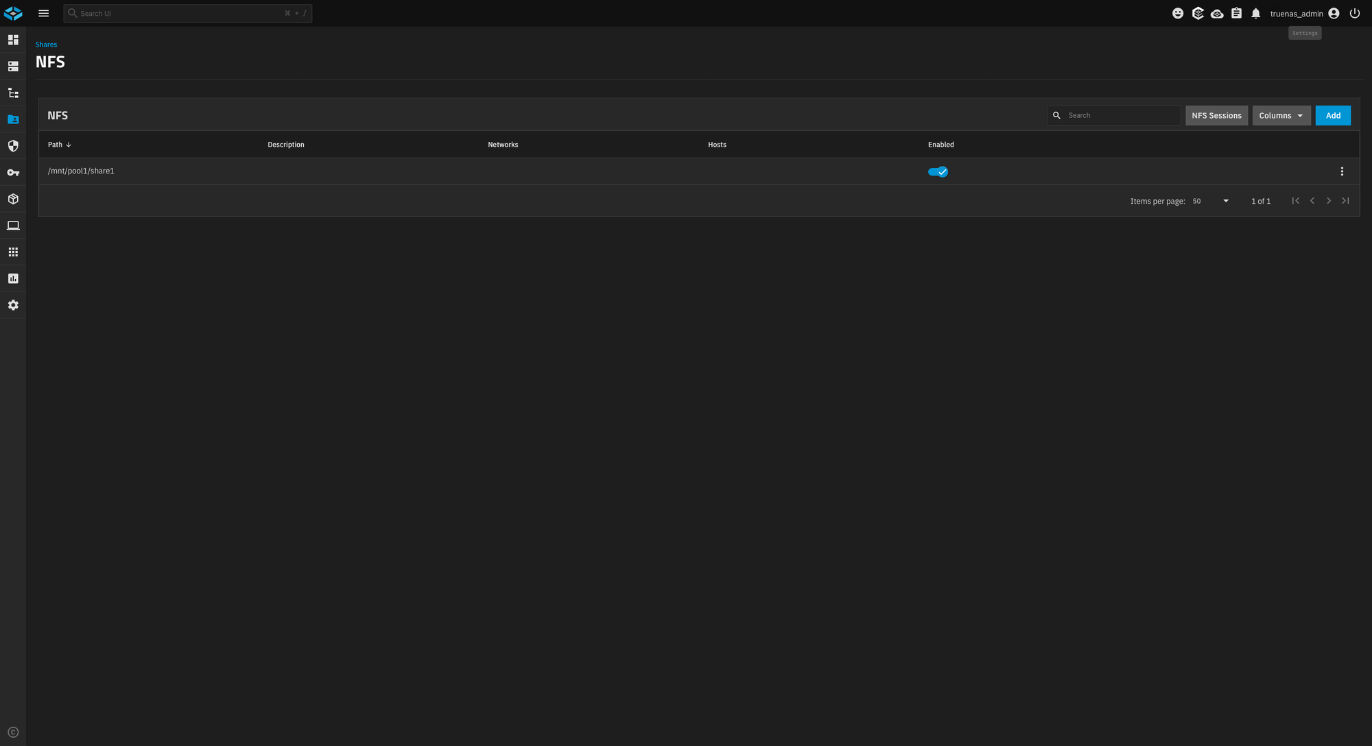 NFS share enabled
