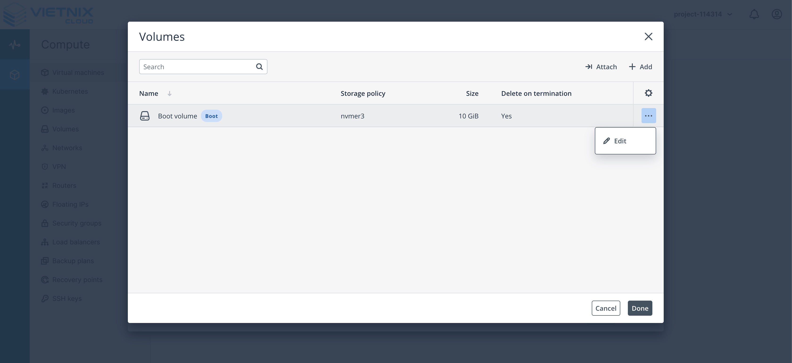 Chọn volume cho máy ảo