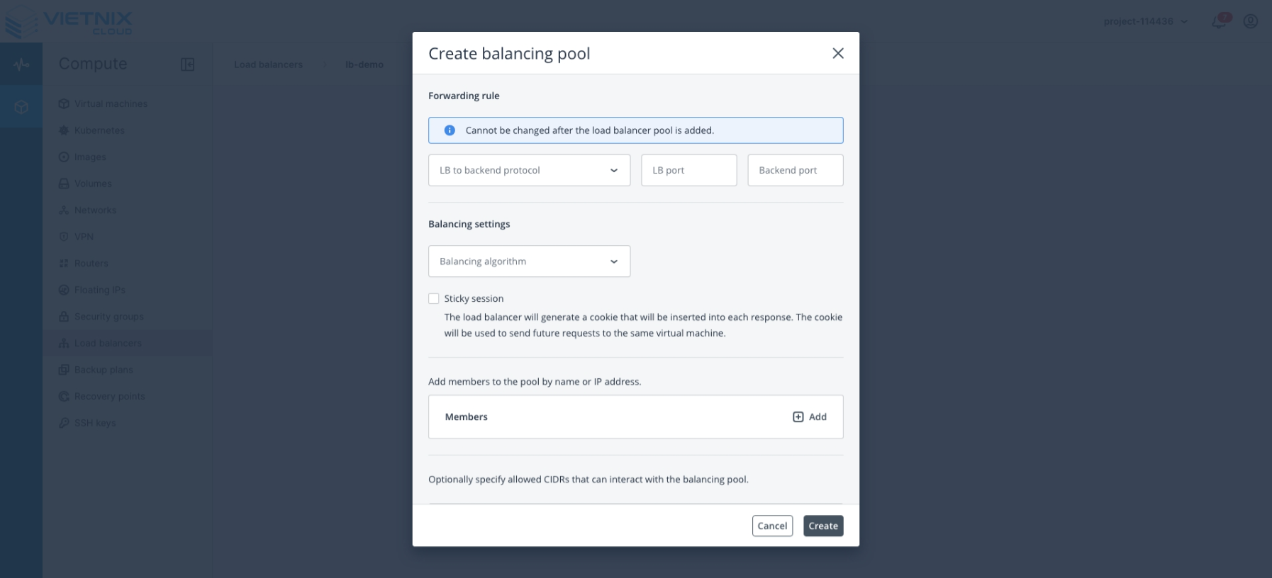 Create Balancing pools