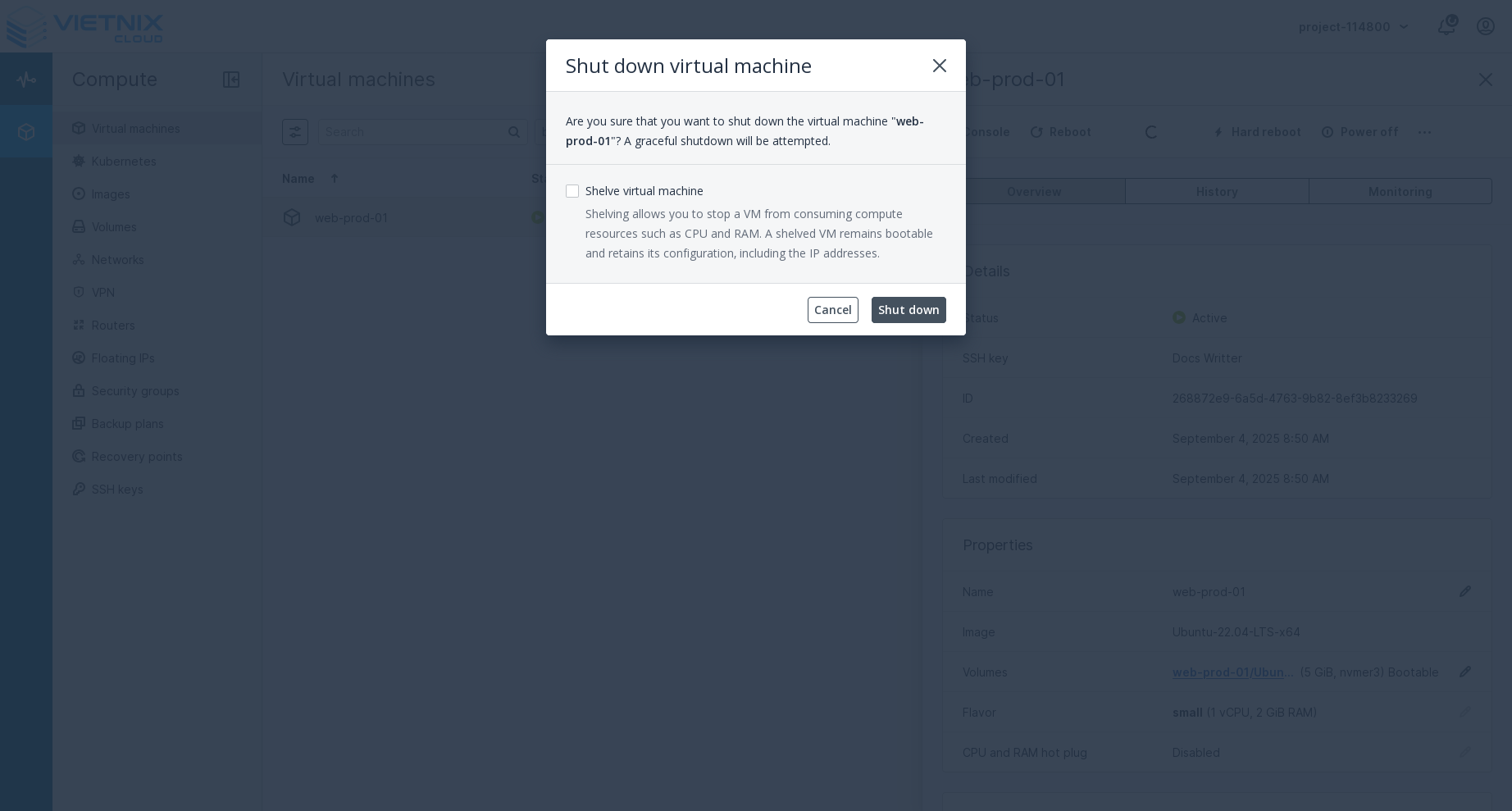 Xác nhận Shut down