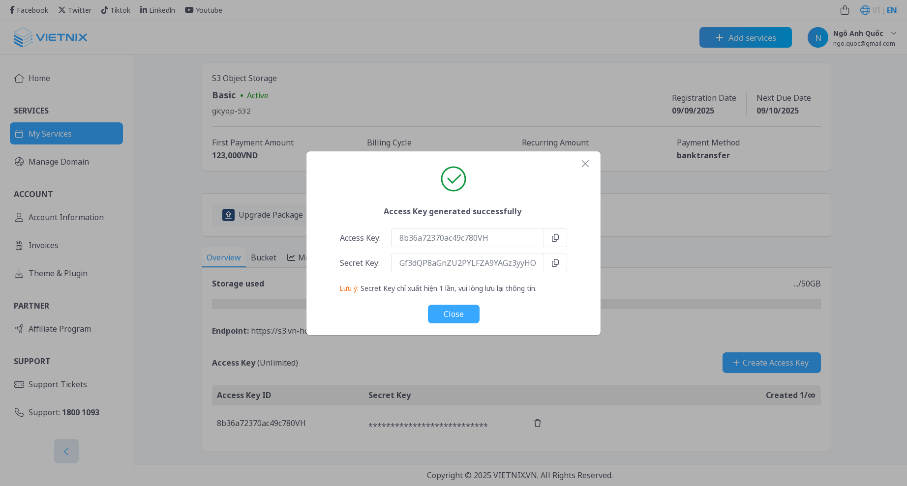 Access Key Generated