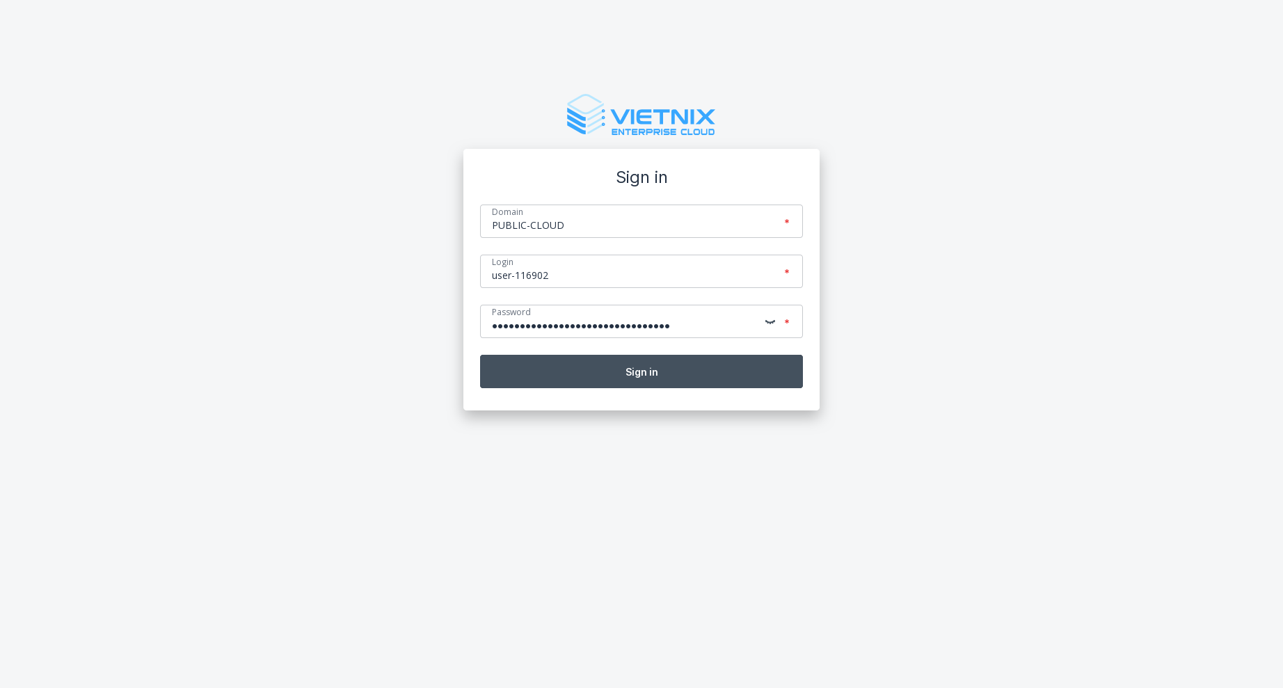 Vietnix Cloud Console Login